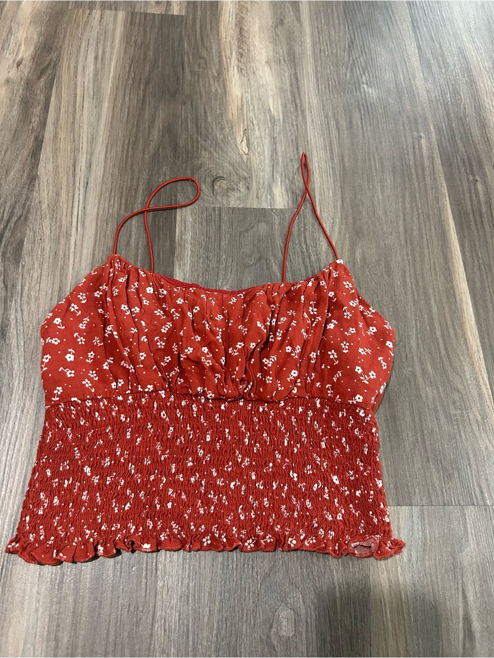 La Hearts Red Floral Smocked Cami